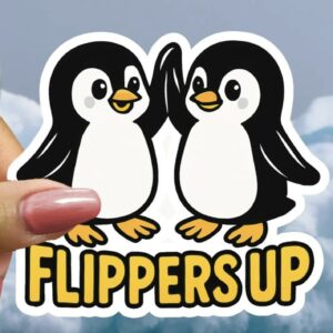 Flippers Up Penguin Sticker