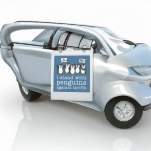 Penguins Against Tariffs Car Magnet, Sticker