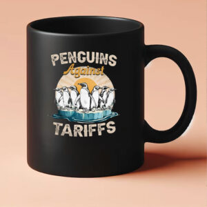 Penguins Against Tariffs Funny Political Vintage Retro Mug