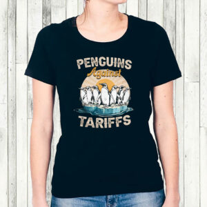 Penguins Against Tariffs Funny Political Vintage Retro T-Shirt
