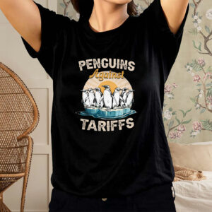 Penguins Against Tariffs Funny Political Vintage Retro T-Shirt