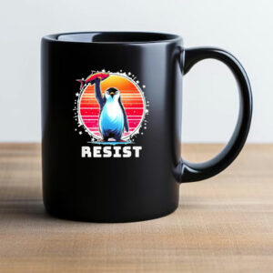 Protest Against Tariffs Resist Penguins Retro Mug