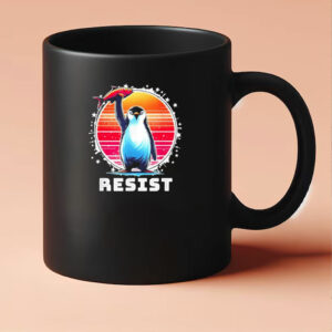 Protest Against Tariffs Resist Penguins Retro Mug