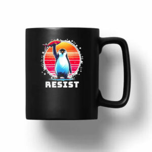 Protest Against Tariffs Resist Penguins Retro Mug