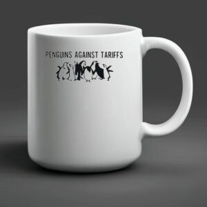 Retro Penguins Against Tariffs Print Mug