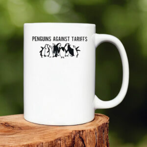 Retro Penguins Against Tariffs Print Mug